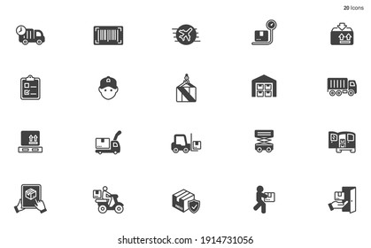 Logistics and Shipping icons stock illustration , Icon, Freight Transportation, Distribution Warehouse