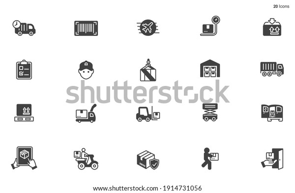 Logistics and\
Shipping icons stock illustration , Icon, Freight Transportation,\
Distribution\
Warehouse