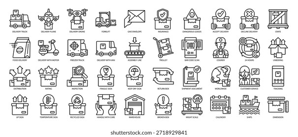 Paquete de iconos de logística y línea de envío