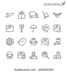 Logistics and shipping line icons. Editable stroke. Pixel perfec