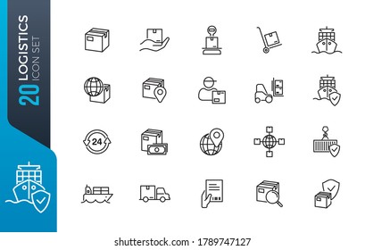 Logistics and Shipping outline icons  - minimal thin line web icons set