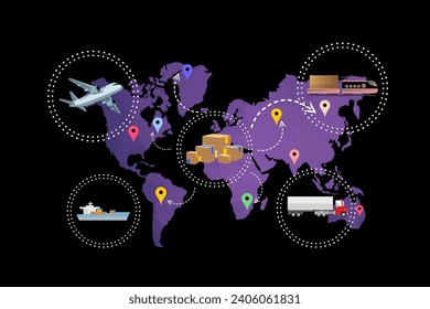 Logistics, shipping, supply chain,  Connected Commerce: Vector Insights into Supply Chain