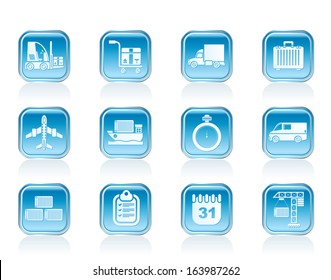 logistics, shipping and transportation icons - vector icon set