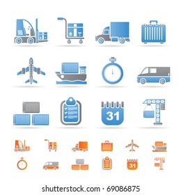 logistics, shipping and transportation icons - vector icon set