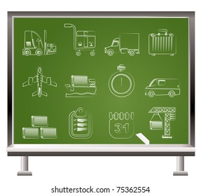 logistics, shipping and transportation icons - vector icon set