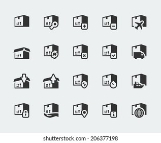Logistics and shipping vector icons set