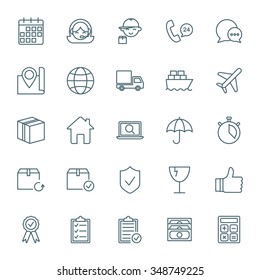 Logistics and shipping vector icons set