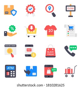 Logistics and Shopping Flat Icons Set 