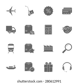 Logistics silhouettes icons set vector graphic design