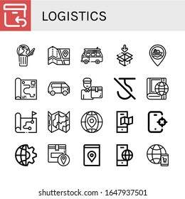logistics simple icons set. Contains such icons as Return, World, Map, Van, Packaging, Ship, Delivery man, Do not use hook, Global, Globe, can be used for web, mobile and logo