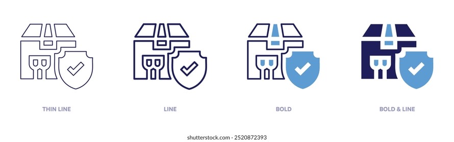 Logistics solutions icon in 4 different styles. Thin Line, Line, Bold, and Bold Line. Duotone style. Editable stroke.