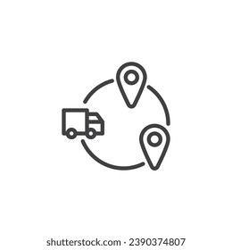 Logistics supply chain line icon. Shipping destination point  linear style sign for mobile concept and web design. Supply chain management outline vector icon. Symbol, logo illustration.
