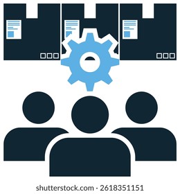 Logistics team icon vector for delivery collaboration, cargo operation, and freight crew. Ideal for warehouse staff, transport workers, and shipping teamwork illustration.