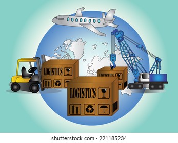 Logistics technology concept,logistics connection on world map vector 