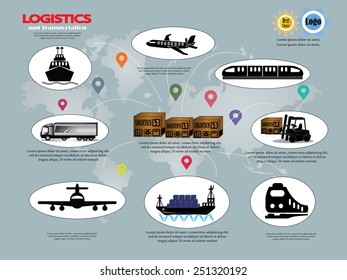 Logistics technology concept,logistics connection on world map vector