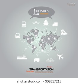 Logistics technology concept.logistics connection on world map. Vector illustration.