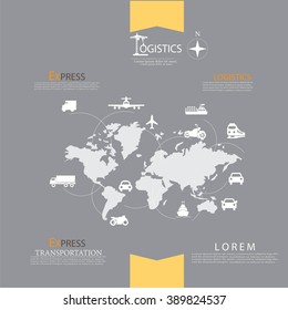 Concepto de tecnología logística. conexión logística en el mapa mundial. Ilustración vectorial.