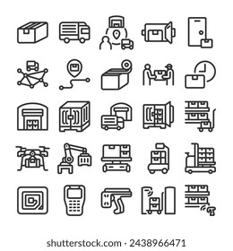 Logistics technology supply chain icon set