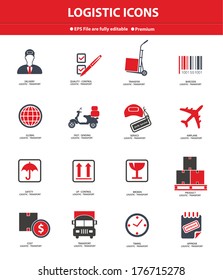 Logistics & transport icons,Red version,vector