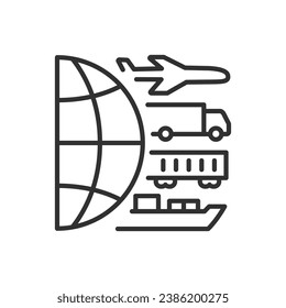 Logistics transport and transport options, linear icon. Line with editable stroke