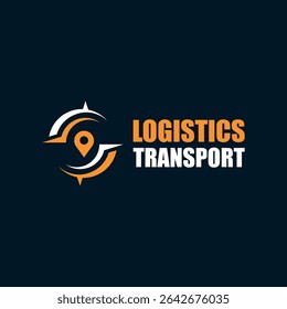 logistics transport trade company logo design circular compass map gps creative sign