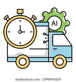 Logistics and Transport Truck Ai Automation Vector Icon design