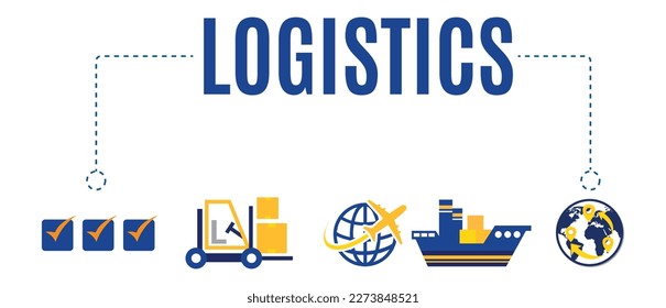 Logistics transportation banner template flat vehicles symbols sketch.