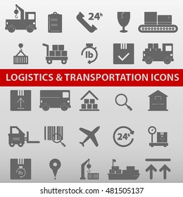 Logistics and Transportation Icons Set Vector Illustration
