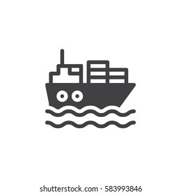 Logistics and transportation of international container cargo ship icon vector, filled flat sign, solid pictogram isolated on white. Symbol, logo illustration