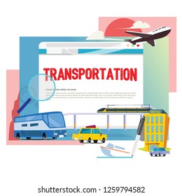 Logistics and transportation ,truck ,High speed train, Boat and plane with blank space to presentation - vector illustration