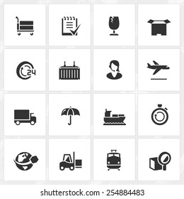 Logistics and transportation vector icons.