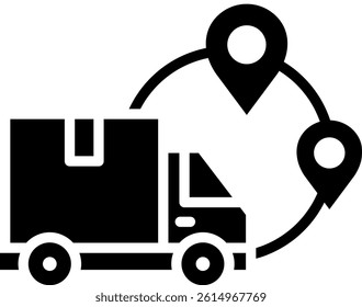 Logistics Truck Icon Glyph Vector Illustration