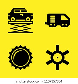 logistics truck, sun, lifter and helm vector icon set. Sample icons set for web and graphic design