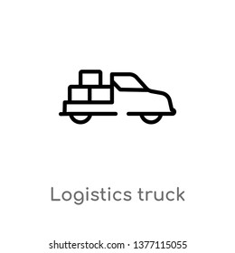 logistics truck vector line icon. Simple element illustration. logistics truck outline icon from transport concept. Can be used for web and mobile