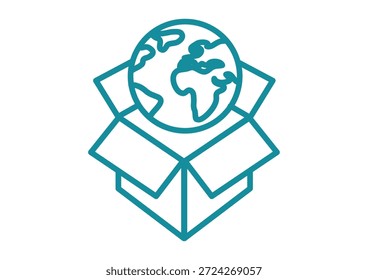 Logistik Value Open Box mit Planet-Erde-Verteilung
