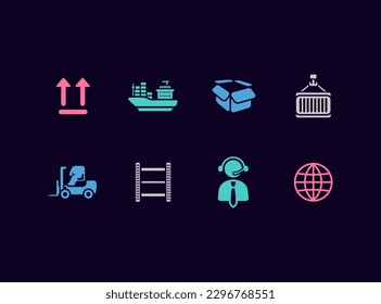 Logistics vector icon set. Cargo distribution and shipping icons.