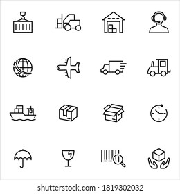 Iconos vectoriales de logística en fondo blanco