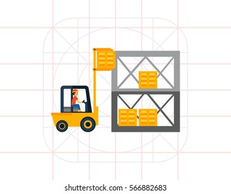 Logistics Warehouse and Forklift Icon