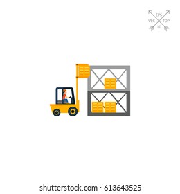 Logistics Warehouse and Forklift Icon