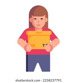 logistics workers carrying parcel, flat icon