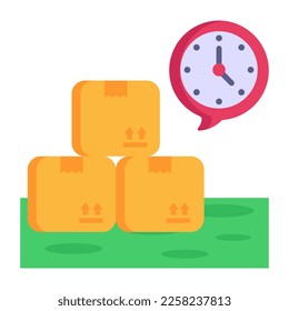 logistics workers carrying parcel, flat icon
