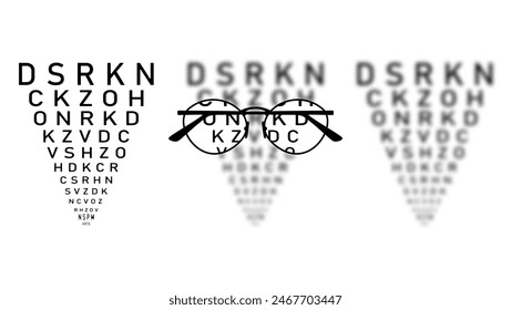 LogMAR chart Eye Test, black isolated silhouette