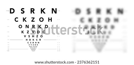 LogMAR chart Eye Test Chart blurred medical illustration. Line vector sketch style outline isolated on white background. Vision board ophthalmic for visual examination Checking optical glasses