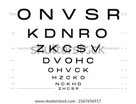 LogMAR chart Eye Test Chart medical illustration. Line vector sketch style outline isolated on white background. Vision board optometrist ophthalmic for visual examination Checking optical glasses