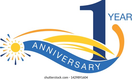 Logo 1 Anniversary Vector Illustration, 1 year, Number 1, one, first