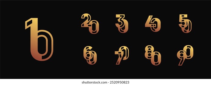 Logo 10th-90th, 10-90 years happy anniversary, Creative design template for celebration, birthday, greeting. Editable file