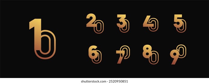 Logo 10th-90th, 10-90 years happy anniversary, Creative design for celebration, birthday, greeting and invitation. Editable file