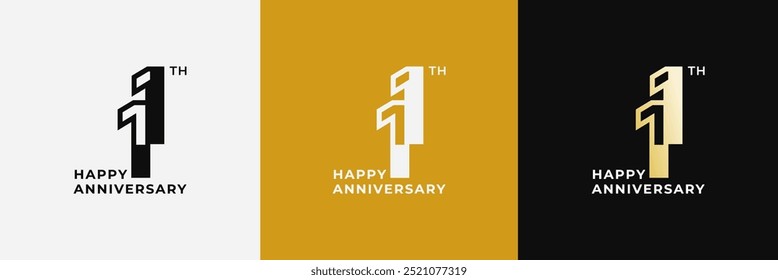 Logo 11th, 11 years anniversary, Creative design template for celebration, greeting and invitation. Editable file