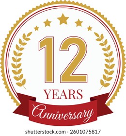 Logo 12 Years Anniversary Celebration Design Template.