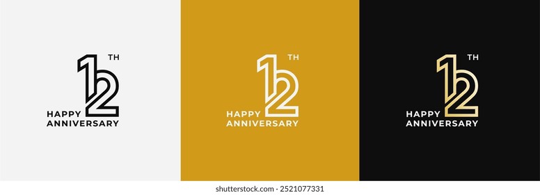 Logo 12th, 12 years anniversary, Creative design template for celebration, greeting and invitation. Editable file